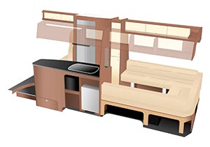 Four Berth Van Conversion - 2D Illustration