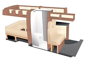 Four Berth Van Conversion - 2D Illustration