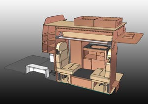 Two Berth MotoCross Van Conversion - 2D Illustration