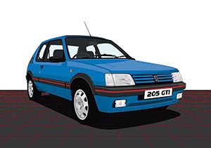 Hot Hatchback Artworks - peugeot 205 gti (blue)