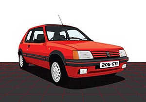 Hot Hatchback Artworks - peugeot 205 gti (red)